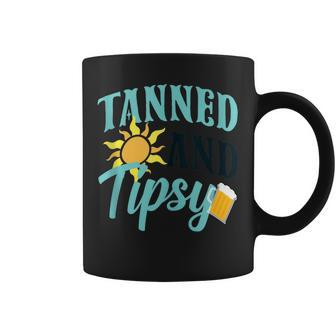 Tanned And Tipsy Vacation Quote Coffee Mug - Monsterry AU