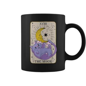 Tarot Card The Moon Xviii Kawaii Goth Pastel Cat Mystical Coffee Mug - Thegiftio UK
