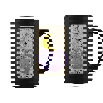 Tarot Card The Moon Xviii Kawaii Goth Pastel Cat Mystical Coffee Mug - Thegiftio