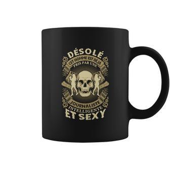 Tasse Noir Désolé, Homme Pris par Journaliste avec Crâne - Cadeauxyz