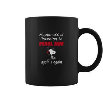 Tasse Noir Écoutant Pearl Jam avec Snoopy, Pour Fans de Musique Rock - Cadeauxyz