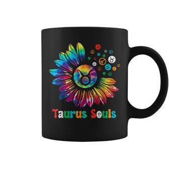Taurus Souls Zodiac Tie Dye Sunflower Peace Sign Groovy Coffee Mug - Monsterry UK
