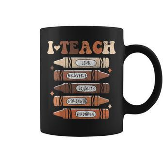 I Teach Black History Month Black Teacher Melanin Crayons Coffee Mug | Mazezy
