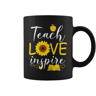 Teach Love Inspire Sunflower Teacher Coffee Mug | Crazezy