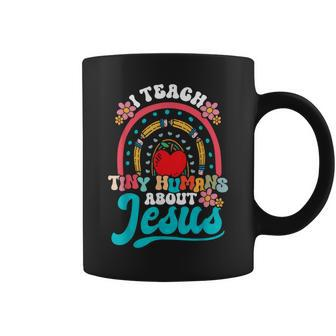 I Teach Tiny Humans About Jesus Christian Teacher Groovy Coffee Mug - Monsterry