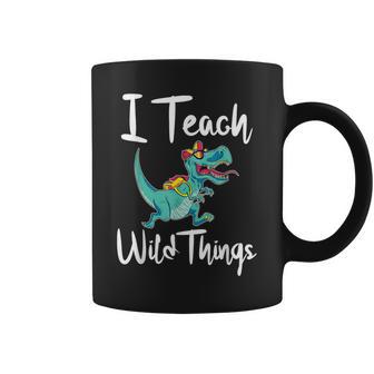 I Teach Wild Things Dinosaur School Teacher Saurus T-Rex Coffee Mug - Monsterry UK