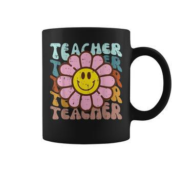 Teacher Flower Face Retro Back To School Appreciation Women Coffee Mug | Mazezy DE
