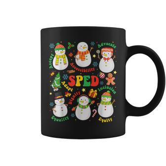 Teacher Special Education Sped Merry Christmas Cute Snowman Coffee Mug | Mazezy