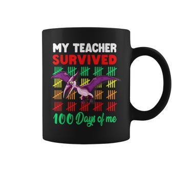 My Teacher Survived 100 Days Of Me Dinosaur Pterosaur Boys Coffee Mug - Seseable