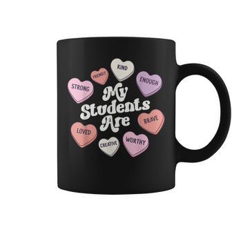 Teacher Valentines Day Positive Affirmations Candy Hearts Coffee Mug - Monsterry DE