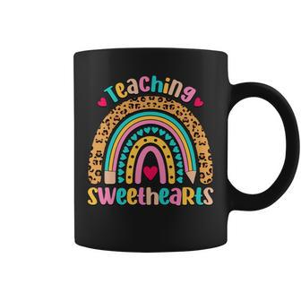 Teaching Sweethearts Teacher Valentines Day Boho Rainbow Coffee Mug | Seseable CA