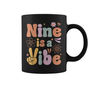 Ten Is A Vibe 9Th Birthday Groovy Boys Girls 9 Years Old Coffee Mug - Monsterry UK