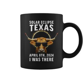 Texas Eclipse T April 8 2024 I Was There Cattle Bull Coffee Mug - Seseable