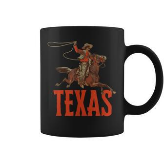 Texas Retro Roping Cowboy Vintage Graphic Coffee Mug - Monsterry