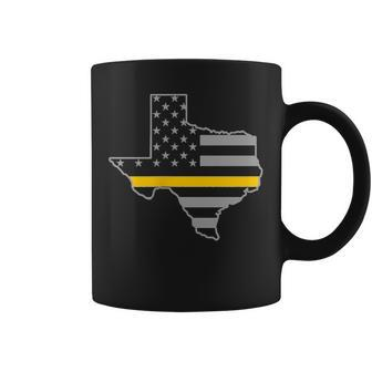 Texas Thin Gold Line Flag Police Operator 911 Dispatcher Coffee Mug - Monsterry