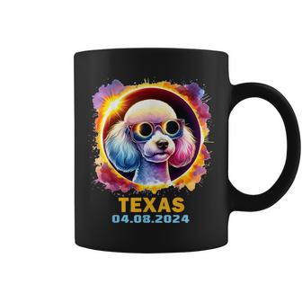Texas Total Solar Eclipse 2024 Poodle Dog Colorful Coffee Mug - Monsterry DE