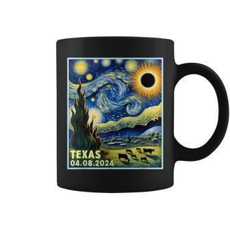 Texas Total Solar Eclipse 2024 Van Gogh Starry Night Style Coffee Mug | Mazezy