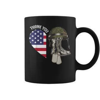 Thank You Heart Flag Veterans Memorial Partiotic Military Coffee Mug - Monsterry DE