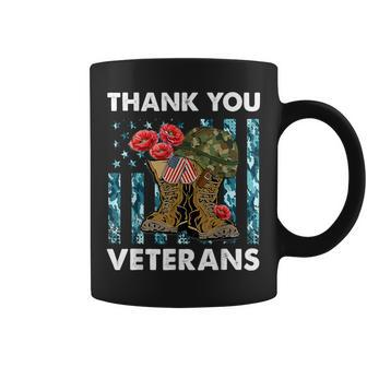 Thank You Veterans Combat Boots Poppy Flower Veteran Day Coffee Mug - Monsterry CA