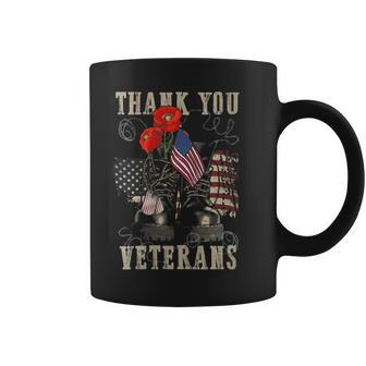 Thank You Veterans Combat Boots Poppy Veteran Day Memorial Coffee Mug - Monsterry AU