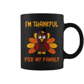 Thankful For My Family Turkey Thanksgiving Turkey Lovers Coffee Mug - Thegiftio UK