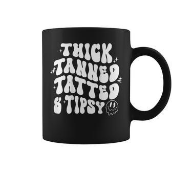 Thick Tanned Tatted And Tipsy Groovy Beach Summer Vacation Coffee Mug - Monsterry AU