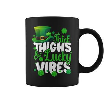 Thick Thighs Lucky Vibes St Patrick's Day Girls Coffee Mug - Seseable