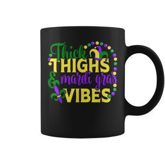 Thick Thighs Mardi Gras Vibes Fleur De Lis Mardi Gras Coffee Mug - Monsterry