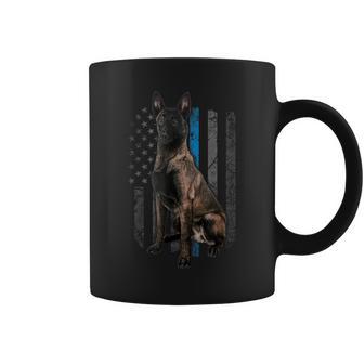 Thin Blue Line American Flag Belgian Malinois Police Dog Coffee Mug - Monsterry CA