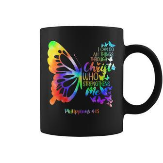 I Can Do All Things Through Christ Butterfly Religious Women Coffee Mug | Mazezy CA