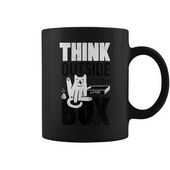 Think Outside The Litter Box Cat Kitty Butt Poop Lick Coffee Mug - Monsterry DE