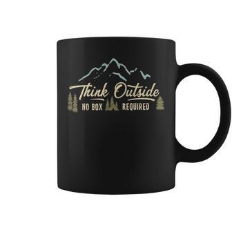 Think Outside No Box Required For Hiking Outdoorsman Coffee Mug - Monsterry