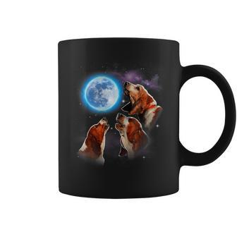 Three Basset Hound Howling At Moon Dog Lovers Costume Coffee Mug | Mazezy