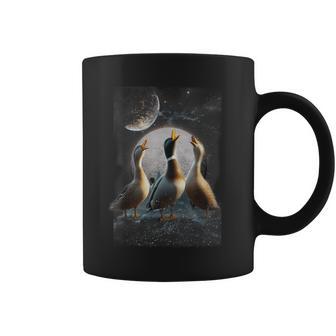 Three Ducks Howling At The Moon Pet Parody Duck Coffee Mug - Seseable