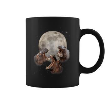 Three Hippo Howling At Moon Hippo Lovers Costume Coffee Mug - Seseable