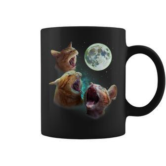 Three Orange Tabby Cats Howl At Moon 3 Wolfs Parody Coffee Mug - Monsterry CA
