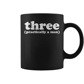 Three Practically A Man 3 3Rd Third Birthday Party Boys Coffee Mug - Monsterry CA