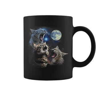 Three Tabby Cat Starry Night Cats Howling At The Moons Coffee Mug - Monsterry AU