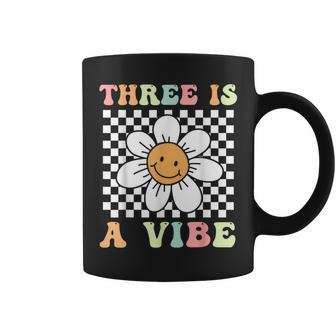 Three Is A Vibe Cute Groovy 3Rd Birthday Party Daisy Flower Coffee Mug - Monsterry AU
