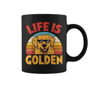 Thug Glasses Life Is Golden Retriever Dog Lover Owner Coffee Mug - Monsterry CA