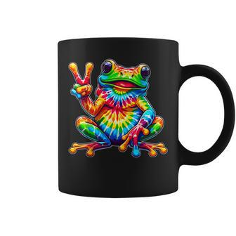 Tie-Dye Frog Peace Sign Hippie Coffee Mug - Seseable