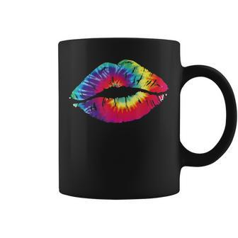 Tie-Dye Lips Hippie Colorful Kiss Fun Coffee Mug - Monsterry
