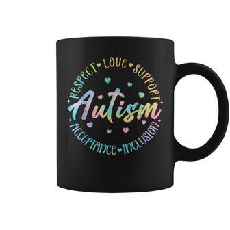 Tie Dye Respect Love Support Acceptance Autism Awareness Coffee Mug | Mazezy