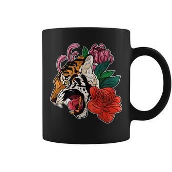 Tiger In Bloom Graphic Coffee Mug - Monsterry UK