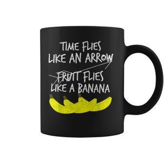 Time Flies Arrow Fruit Flies Banana Coffee Mug - Monsterry