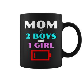 Tired Mom Of 2 Boys And 1 Girl Mother Sons Daughters Coffee Mug - Monsterry DE