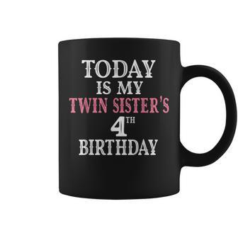 Today Is My Twin Sister's 4Th Birthday Party 4 Years Old Coffee Mug - Monsterry DE