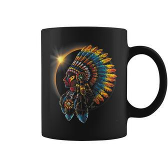 Total Eclipse Native American Indian Traditional Head Dress Coffee Mug | Mazezy