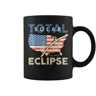Total Solar Eclipse 04 08 2024 Path Of Totality Map Usa Flag Coffee Mug | Mazezy
