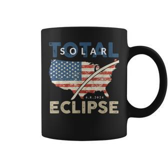 Total Solar Eclipse 0408 2024 Path Of Totality Map Usa Flag Coffee Mug - Monsterry UK